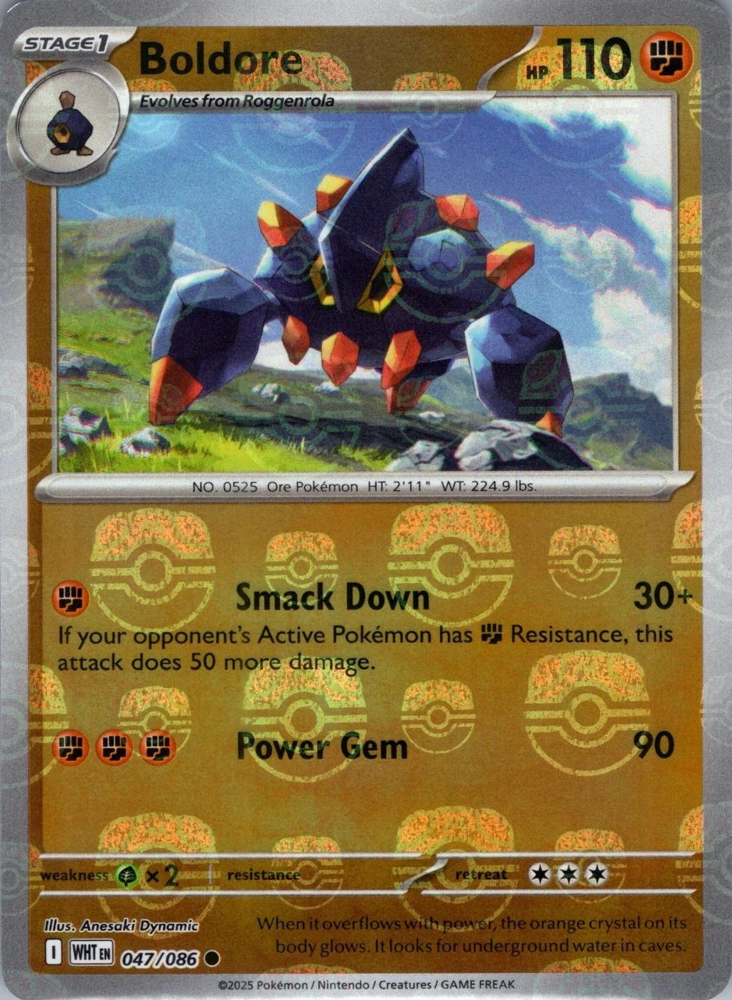 Boldore (Master Ball Pattern) 047  - Holofoil SV White Flare - Common