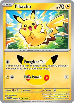 Pikachu 037/128  - Holofoil ME 30th Celebration - Pikachu Rare