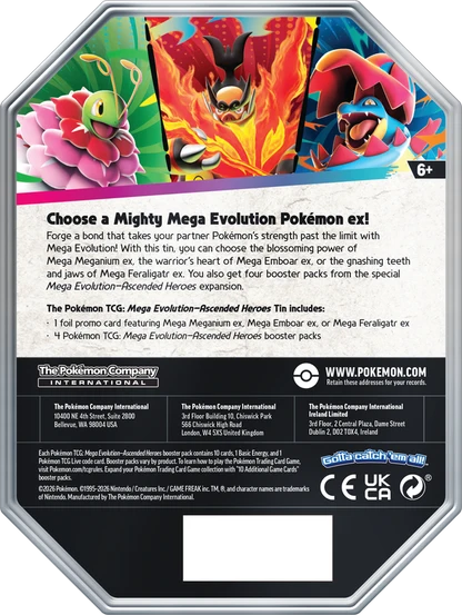 Pokemon TCG Ascended Heroes Tin - Mega Feraligatr Ex