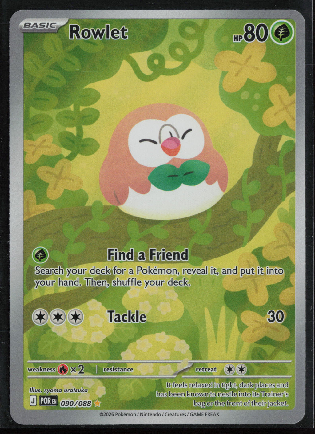 Rowlet 090/088 Illustration Rare - Perfect Order - Near Mint